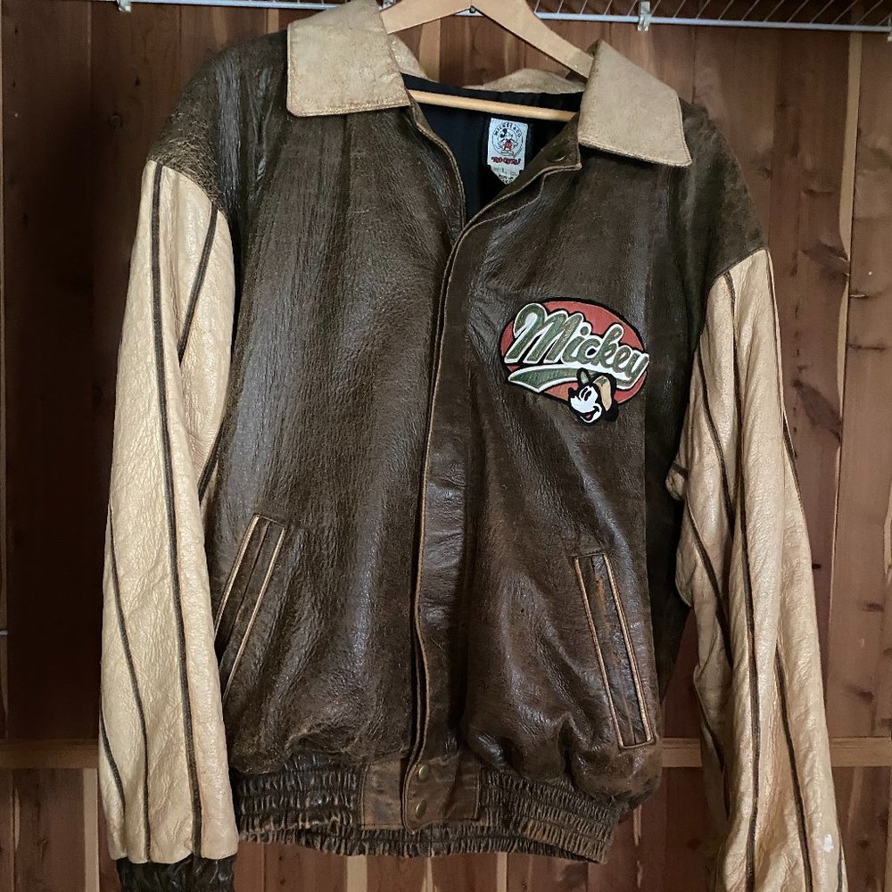 Mickey Mouse Vintage Leather Bomber Jacket *RARE*